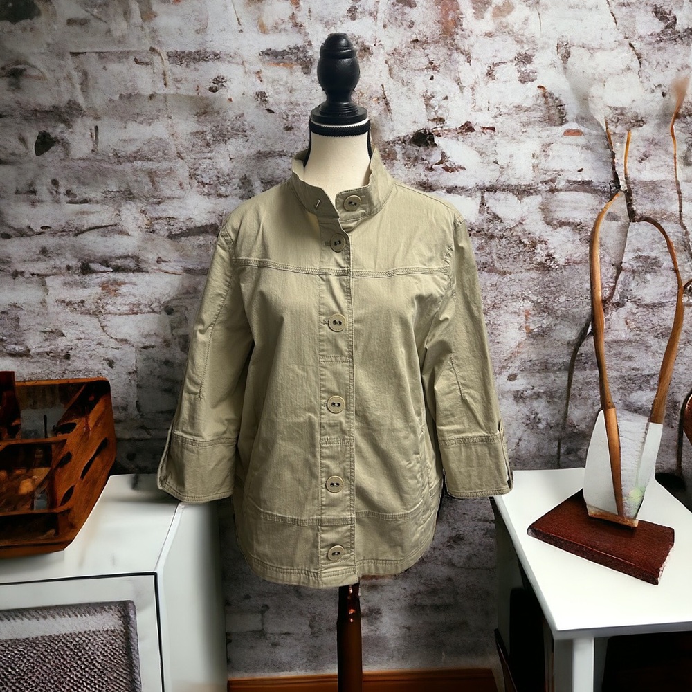 Eddie Bauer Womens Tan Button Down Casual Jacket Size Large